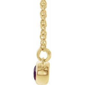 14K Yellow Gold Round 5Mm G-H I1 Natural Amethyst And .06 Ctw Natural Diamond Necklace, Length: 18 In