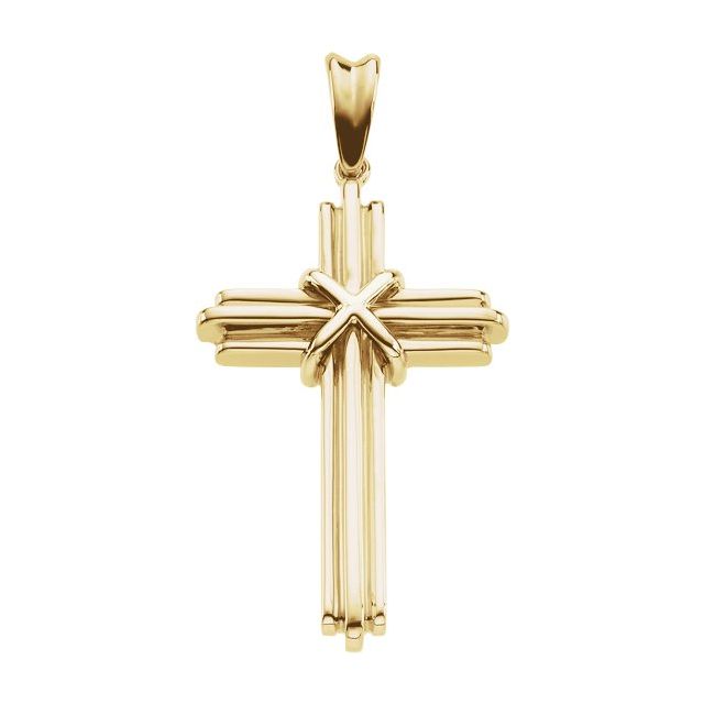14K Yellow Gold 36.75 X 24.5 Mm Polished Cross Pendant
