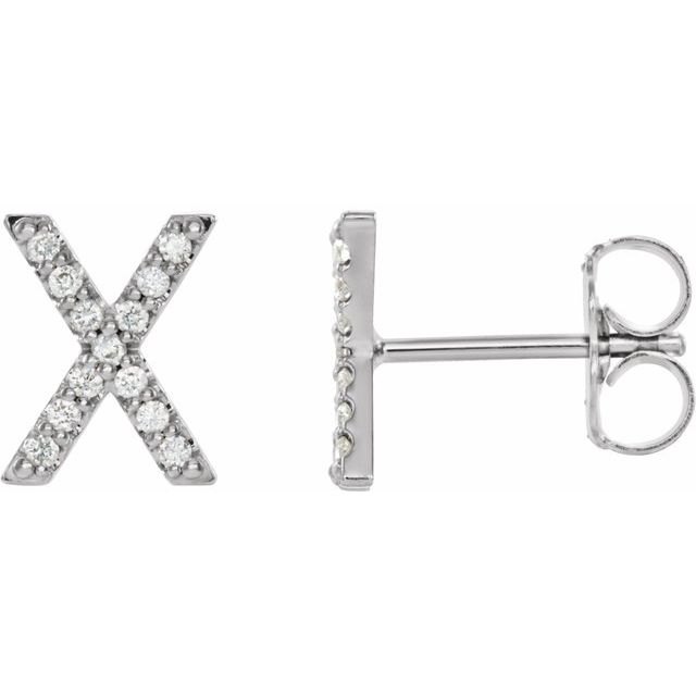 14K Yellow Or White Or Rose Gold Round I1, G-H Friction Polished Natural Diamond Initial Earring