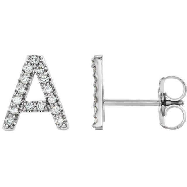 14K Yellow Or White Or Rose Gold Round I1, G-H Friction Polished Natural Diamond Initial Earring