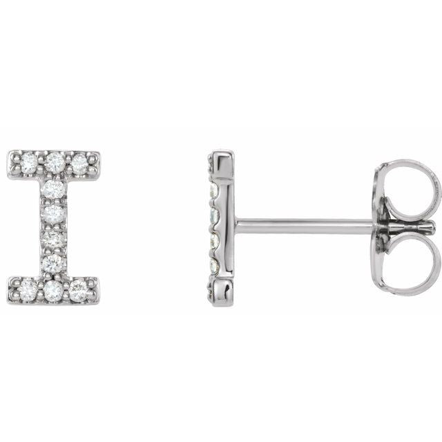 14K Yellow Or White Or Rose Gold Round I1, G-H Friction Polished Natural Diamond Initial Earring