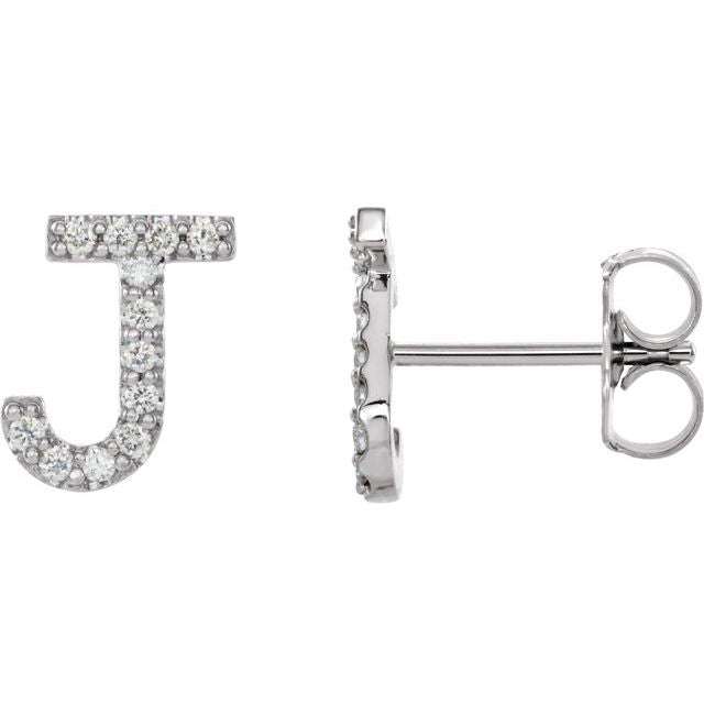 14K Yellow Or White Or Rose Gold Round I1, G-H Friction Polished Natural Diamond Initial Earring