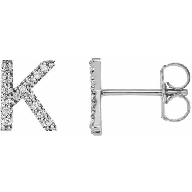 14K Yellow Or White Or Rose Gold Round I1, G-H Friction Polished Natural Diamond Initial Earring