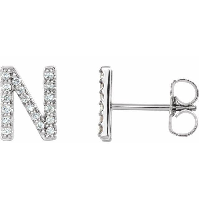 14K Yellow Or White Or Rose Gold Round I1, G-H Friction Polished Natural Diamond Initial Earring