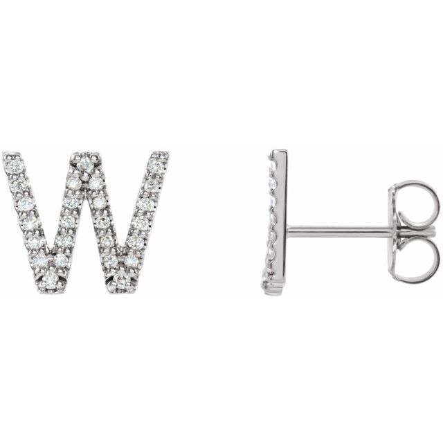 14K Yellow Or White Or Rose Gold Round I1, G-H Friction Polished Natural Diamond Initial Earring