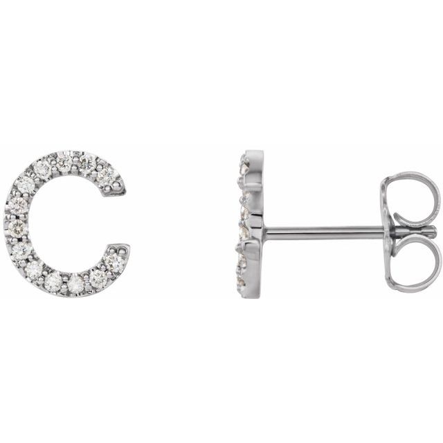 14K Yellow Or White Or Rose Gold Round I1, G-H Friction Polished Natural Diamond Initial Earring