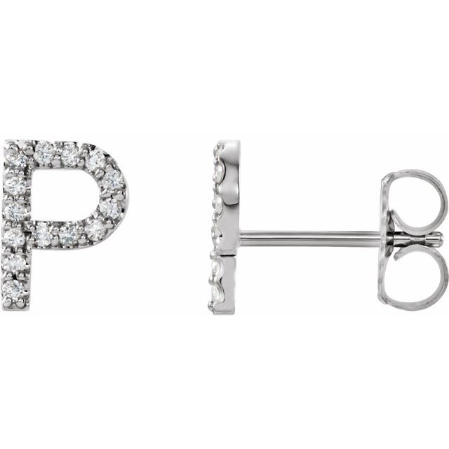 14K Yellow Or White Or Rose Gold Round I1, G-H Friction Polished Natural Diamond Initial Earring