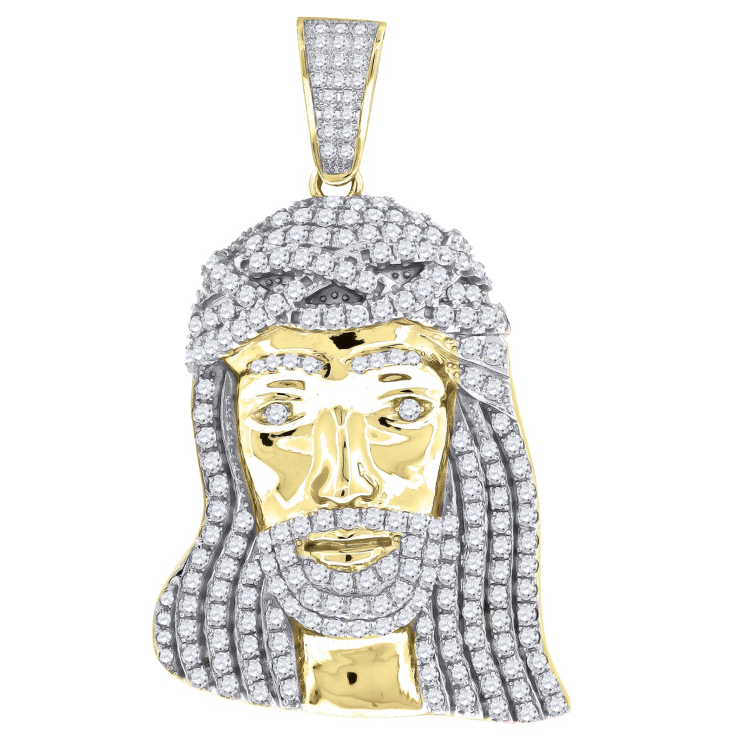 Sterling Silver Rose-Tone Or Yellow-Tone Mens Cubic Zirconia Jesus Religious Charm Pendant