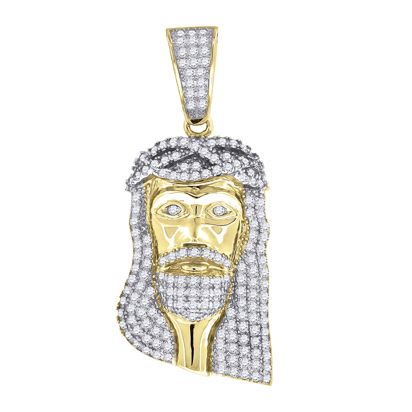 Sterling Silver Rose-Tone Or Yellow-tone Mens Cubic Zirconia Jesus Religious Charm Pendant