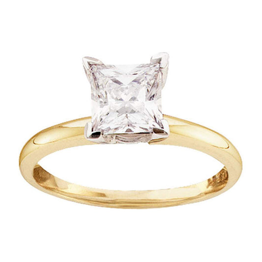 14K Yellow Gold Womens Princess Diamond Solitaire Bridal Wedding Engagement Ring 7/8 Cttw, Womens Size: 5-10