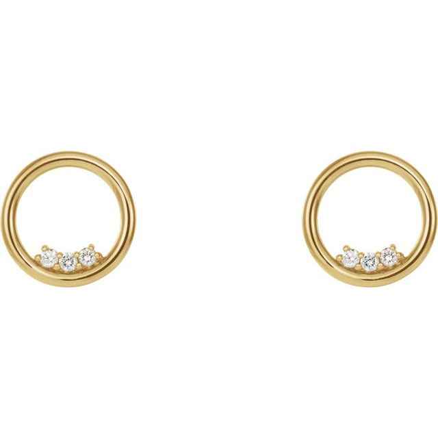 14K Yellow Gold 1.8 Mm Round Friction Back Polished 1/6 Ctw Natural Diamond Circle Earrings
