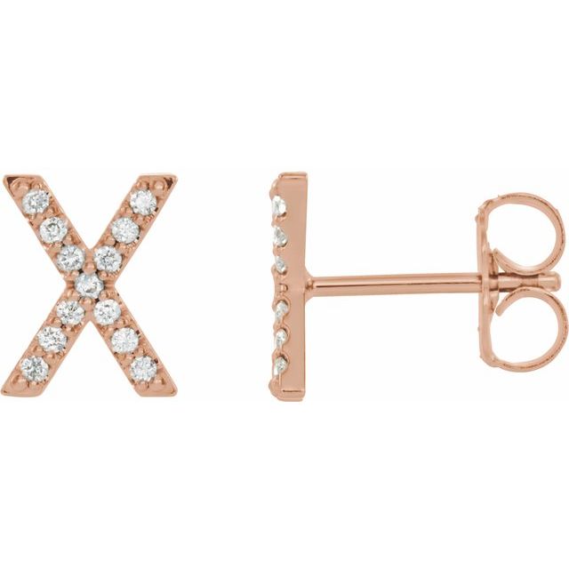 14K Yellow Or White Or Rose Gold Round I1, G-H Friction Polished Natural Diamond Initial Earring