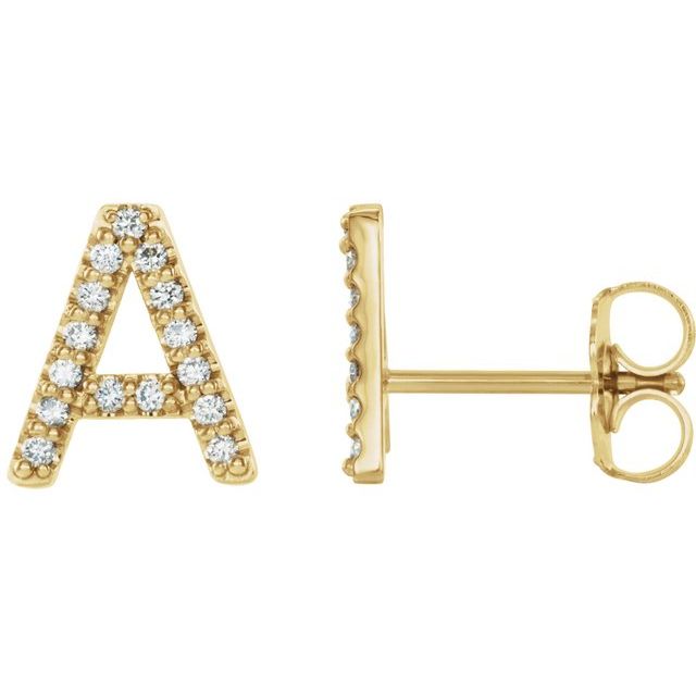 14K Yellow Or White Or Rose Gold Round I1, G-H Friction Polished Natural Diamond Initial Earring