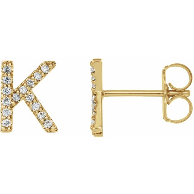 14K Yellow Or White Or Rose Gold Round I1, G-H Friction Polished Natural Diamond Initial Earring