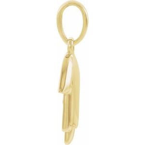 14K Yellow Gold 14.55 X 9.72 Mm Polished Hamsa Pendant