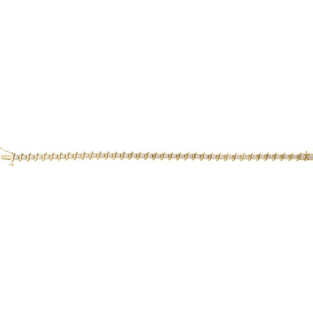 14K Yellow Gold Round 2.2Mm I1, G-H 7 1/4 In Polished Diamond Line Bracelet