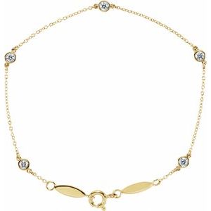 14K Yellow Gold Round 2.5Mm H+ I1 Station Bracelet, Length: 7 In