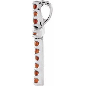 14K White Gold Round 1 Mm Natural Mozambique Garnet Petite Cross Pendant