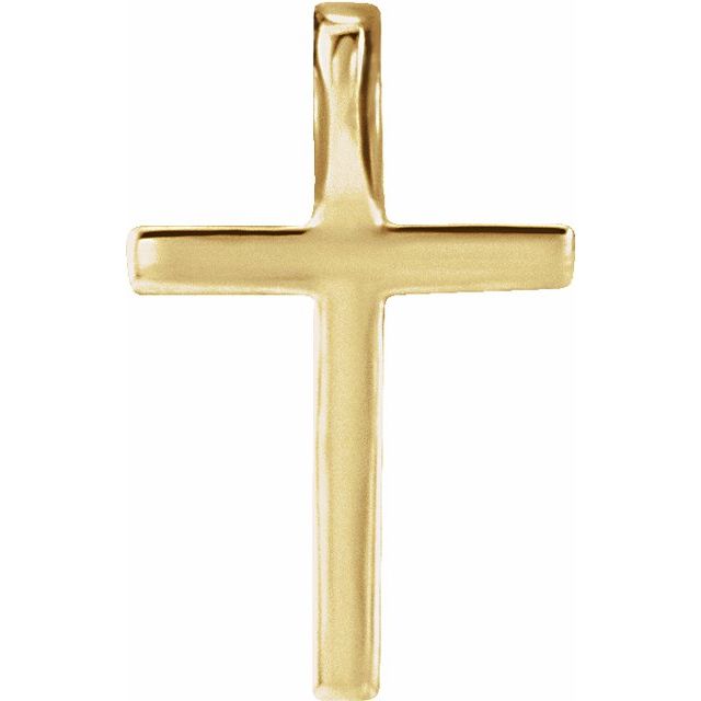 14K Yellow Gold Round 1Mm Si1-Si2, Gh Polished .06 Ctw Lab Grown Diamond Petite Cross Pendant