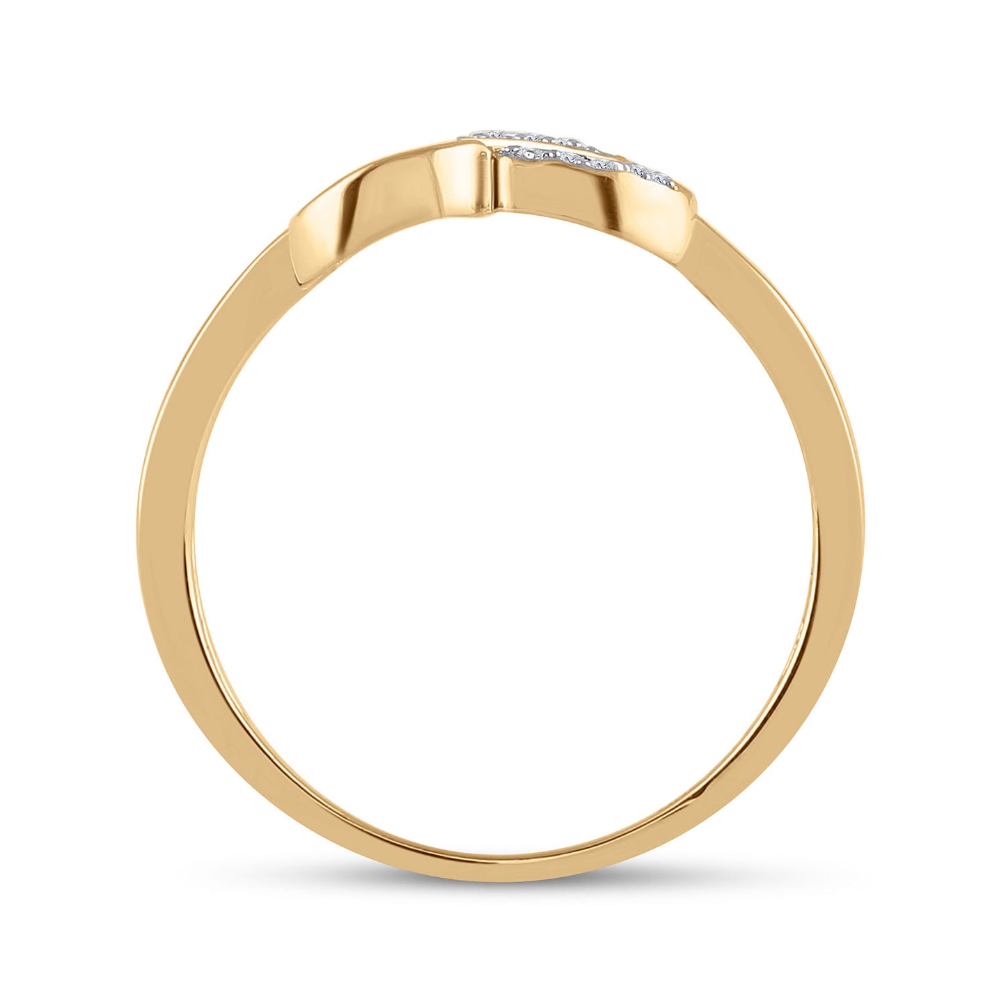 10K Yellow Gold Womens Round Diamond Heart Ring 1/20 Cttw, Womens Size: 5-10