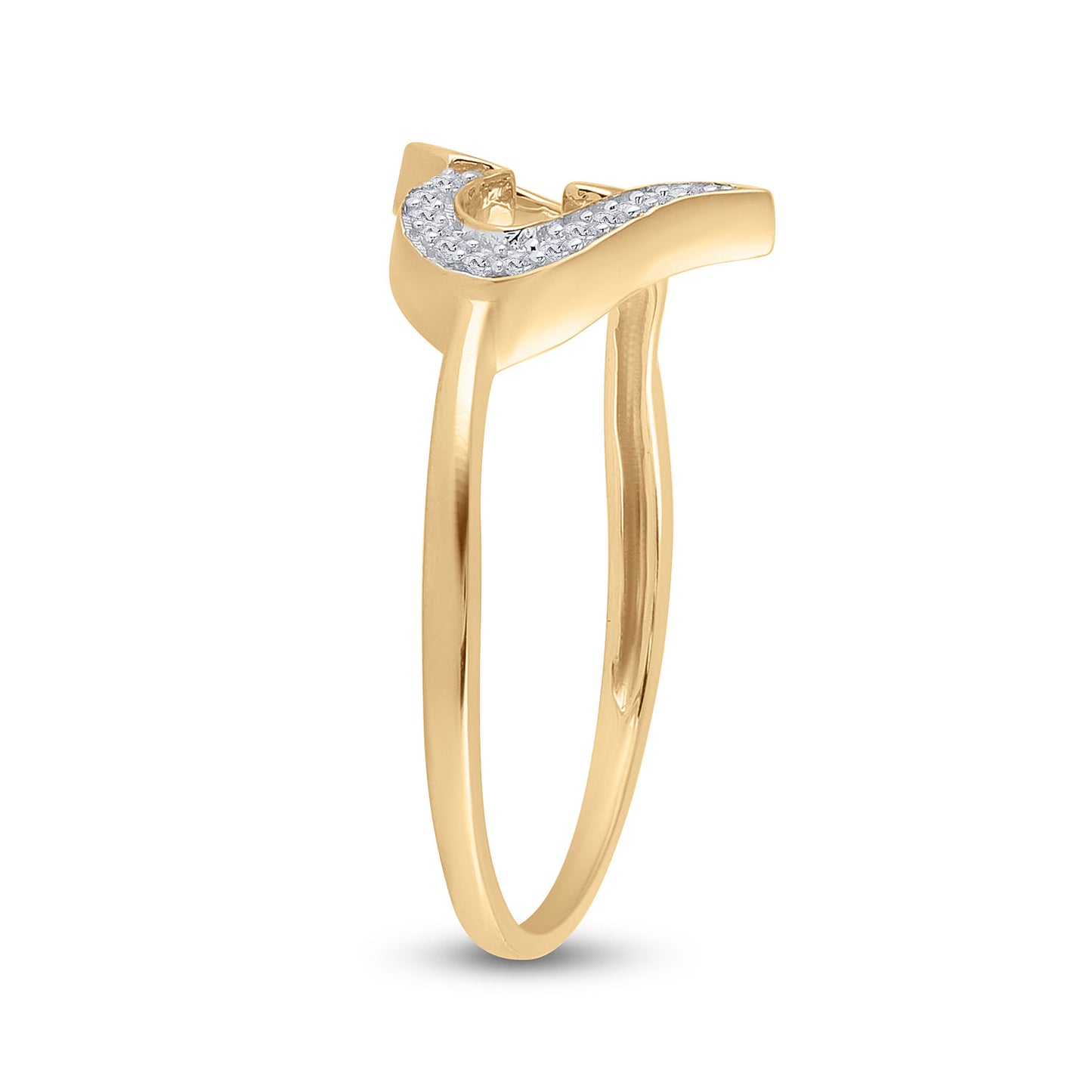 10K Yellow Gold Womens Round Diamond Heart Ring 1/20 Cttw, Womens Size: 5-10