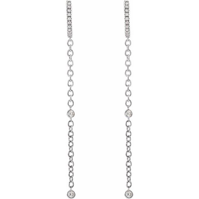 14K White Or Yellow Gold Round 61.3 Mm 2.1Mm I1, Ghi Pair Hinged Polished 1/4 Ctw Natural Diamond Hinged Hoop Chain Earrings