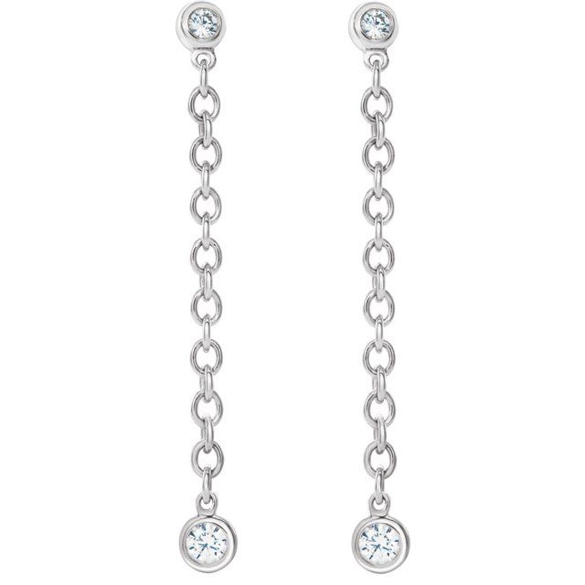 14K White Or Yellow Or Rose Gold 1.9 Mm Round Friction Back Polished 1/5 Ctw Natural Diamond Chain Earrings