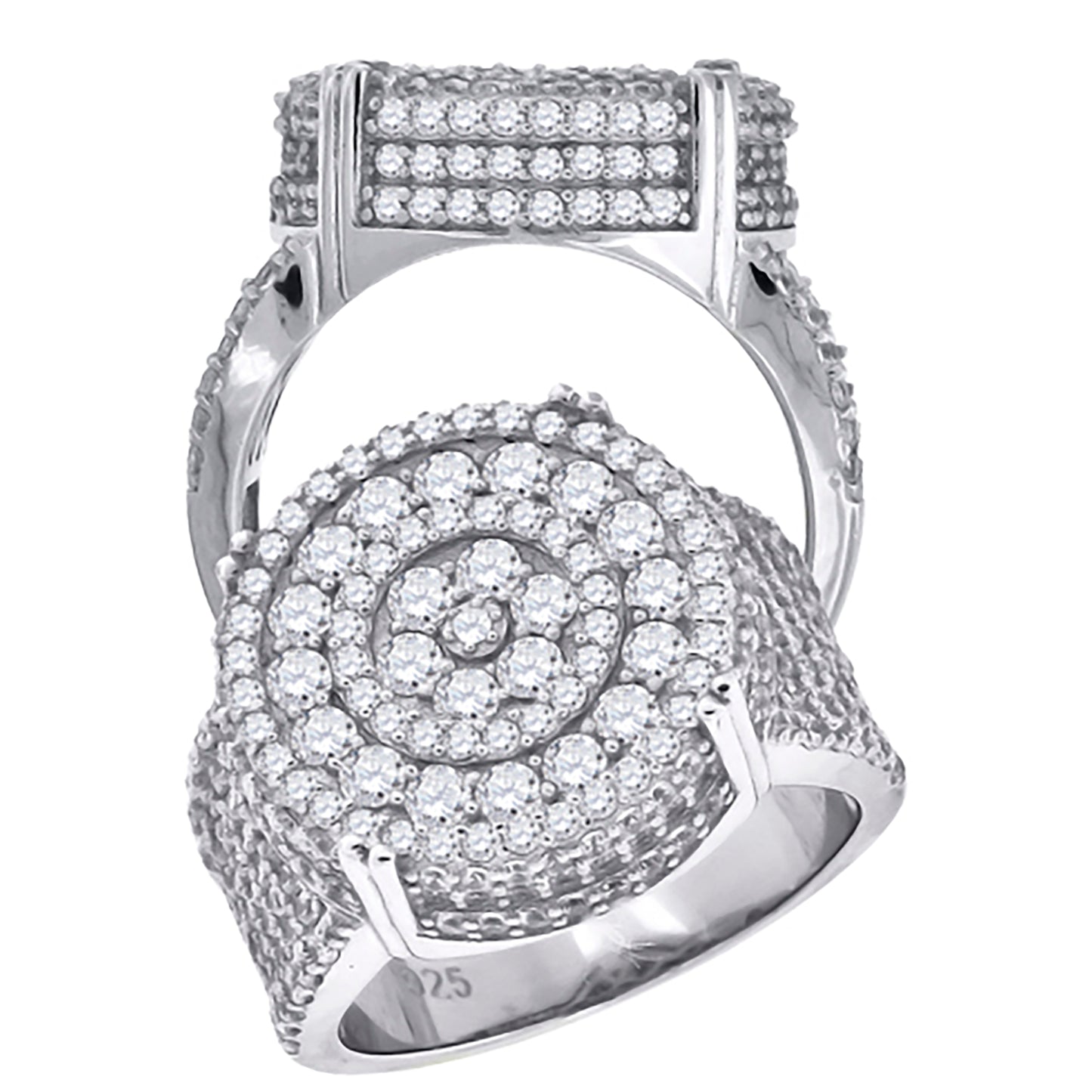 Sterling Silver Men's Cubic-Zirconia Round Head Fashion Bridal Anniversary Wedding Engagement Band Ring