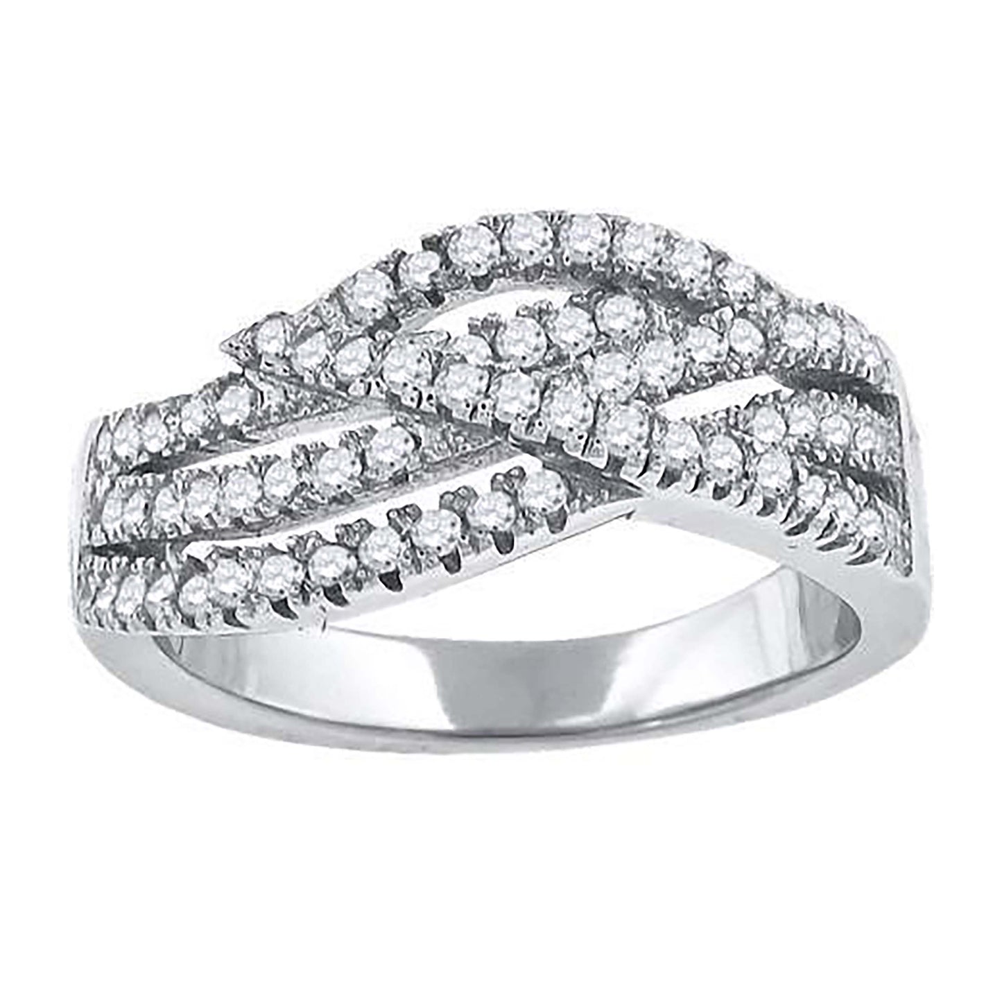 Sterling Silver Womens Cubic-Zirconia Twisted Fashion Bridal Anniversary Wedding Engagement Band Ring