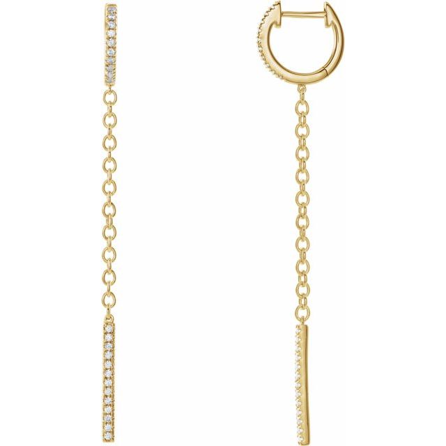 14K White Or Yellow Gold 1.1 Mm Round Polished 1/4 Ctw Natural Diamond Chain Hinged Hoop Earrings