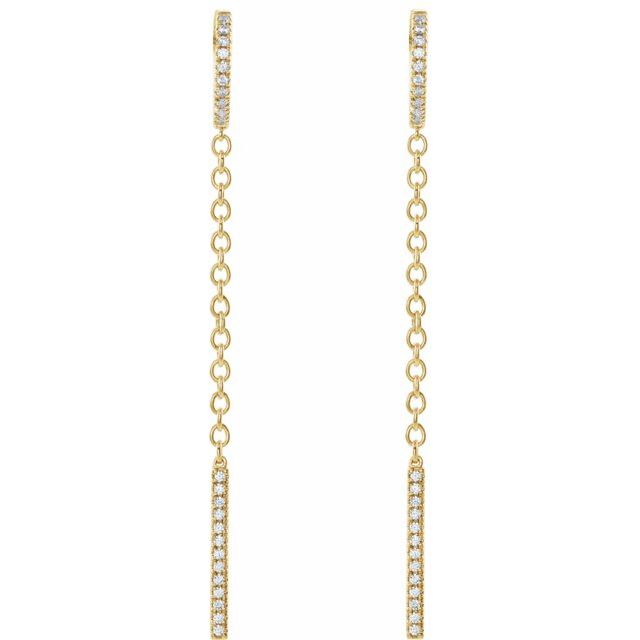14K White Or Yellow Gold 1.1 Mm Round Polished 1/4 Ctw Natural Diamond Chain Hinged Hoop Earrings