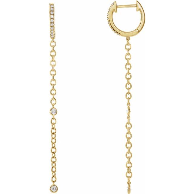 14K White Or Yellow Gold Round 61.3 Mm 2.1Mm I1, Ghi Pair Hinged Polished 1/4 Ctw Natural Diamond Hinged Hoop Chain Earrings