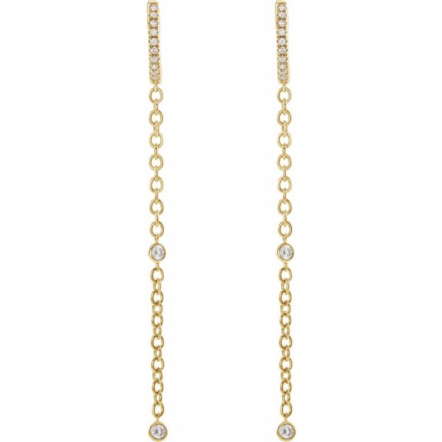 14K White Or Yellow Gold Round 61.3 Mm 2.1Mm I1, Ghi Pair Hinged Polished 1/4 Ctw Natural Diamond Hinged Hoop Chain Earrings