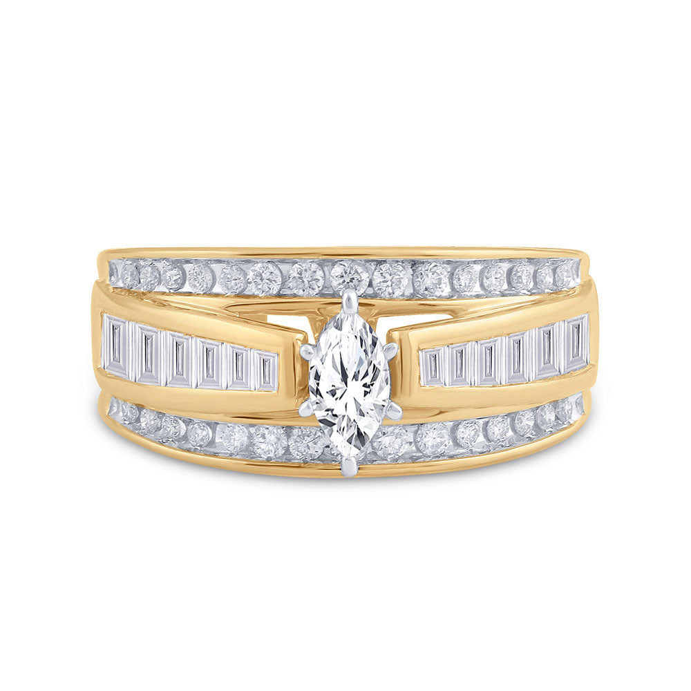 14K Yellow Or White Gold Marquise Diamond Solitaire Bridal Wedding Engagement Ring 1 Cttw, Womens Size: 5-10