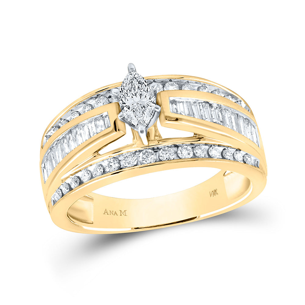 14K Yellow Or White Gold Marquise Diamond Solitaire Bridal Wedding Engagement Ring 1 Cttw, Womens Size: 5-10