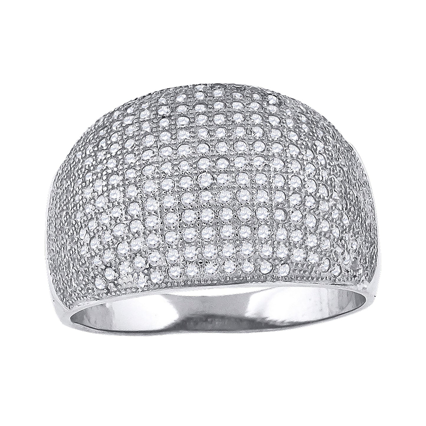 Sterling Silver Mens Cubic Zirconia Domed Presidential Bridal Anniversary Wedding Engagement Band Ring Sizes 9 To 12