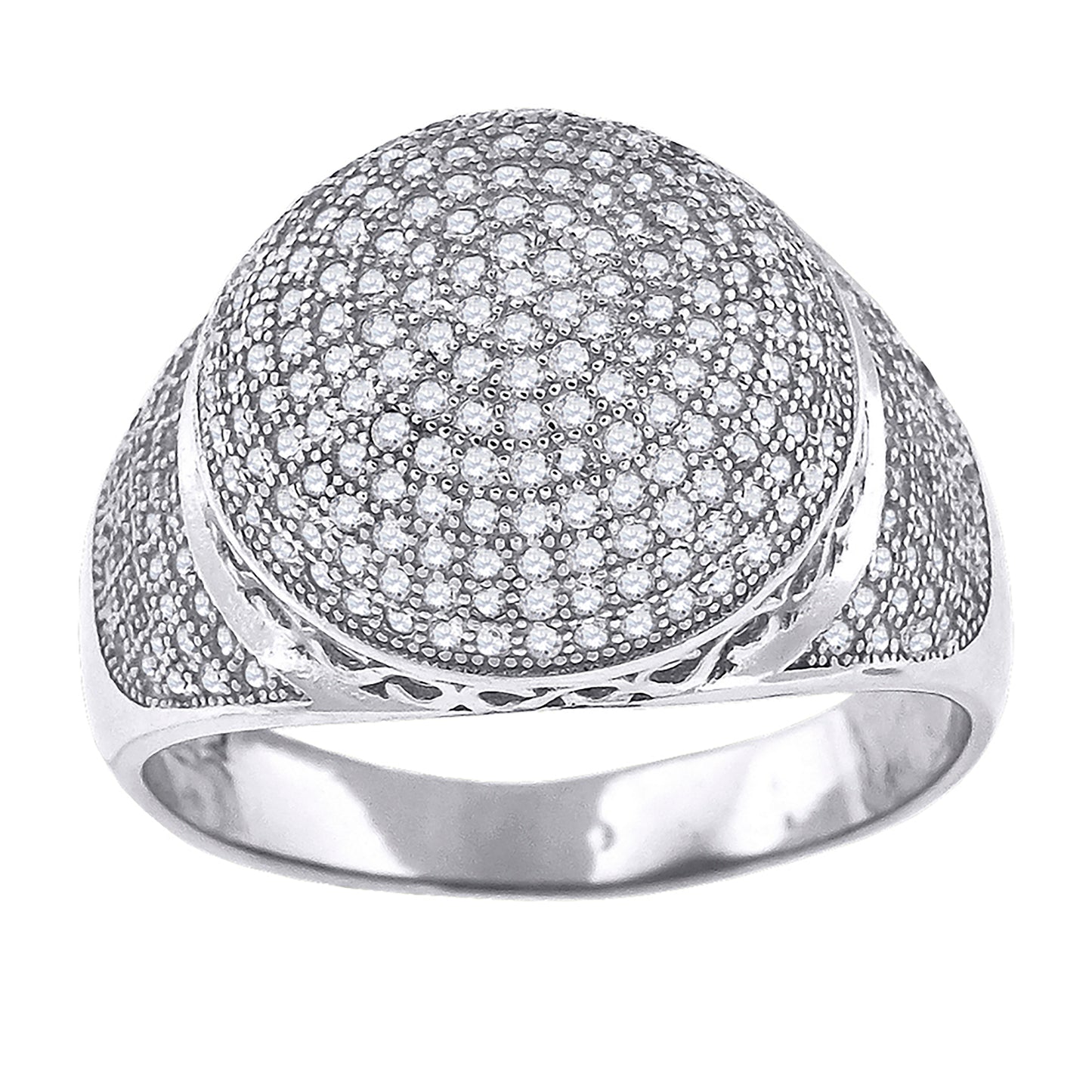 Sterling Silver Mens Cubic Zirconia Round Head Presidential Bridal Anniversary Wedding Engagement Band Ring Sizes 9 To 12