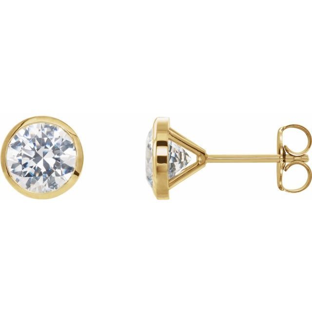 14K Yellow Or White Gold Round Si1-Si2, Gh Friction Back Bezel Polished Lab-Grown Diamond Cocktail-Style Earrings