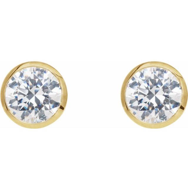 14K Yellow Or White Gold Round Si1-Si2, Gh Friction Back Bezel Polished Lab-Grown Diamond Cocktail-Style Earrings