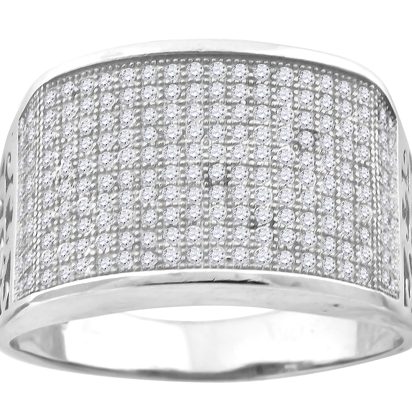 Sterling Silver Men's Cubic Zirconia Wide Band Fashion Bridal Anniversary Wedding Engagement Band Ring Sizes 9 To 12