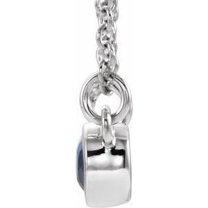 14K White Gold Round 4Mm G-H I1 Lab-Grown Blue Sapphire And .03 Ctw Natural Diamond Necklace, Length: 18 In