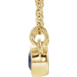 14K Yellow Gold Round 3Mm G-H I1 Natural Blue Sapphire And .02 Ctw Natural Diamond Necklace, Length: 18 In