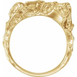 10K Yellow Gold 18 Mm Polished Mens Nugget Ring Size 11