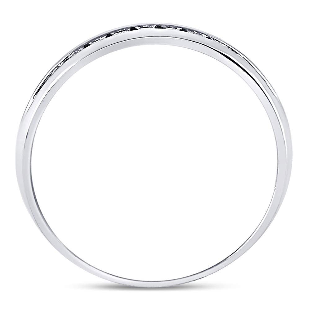 14K White Gold Mens Machine Set Round Diamond Wedding Channel Band Ring 1/4 Cttw, Mens Size: 7-13