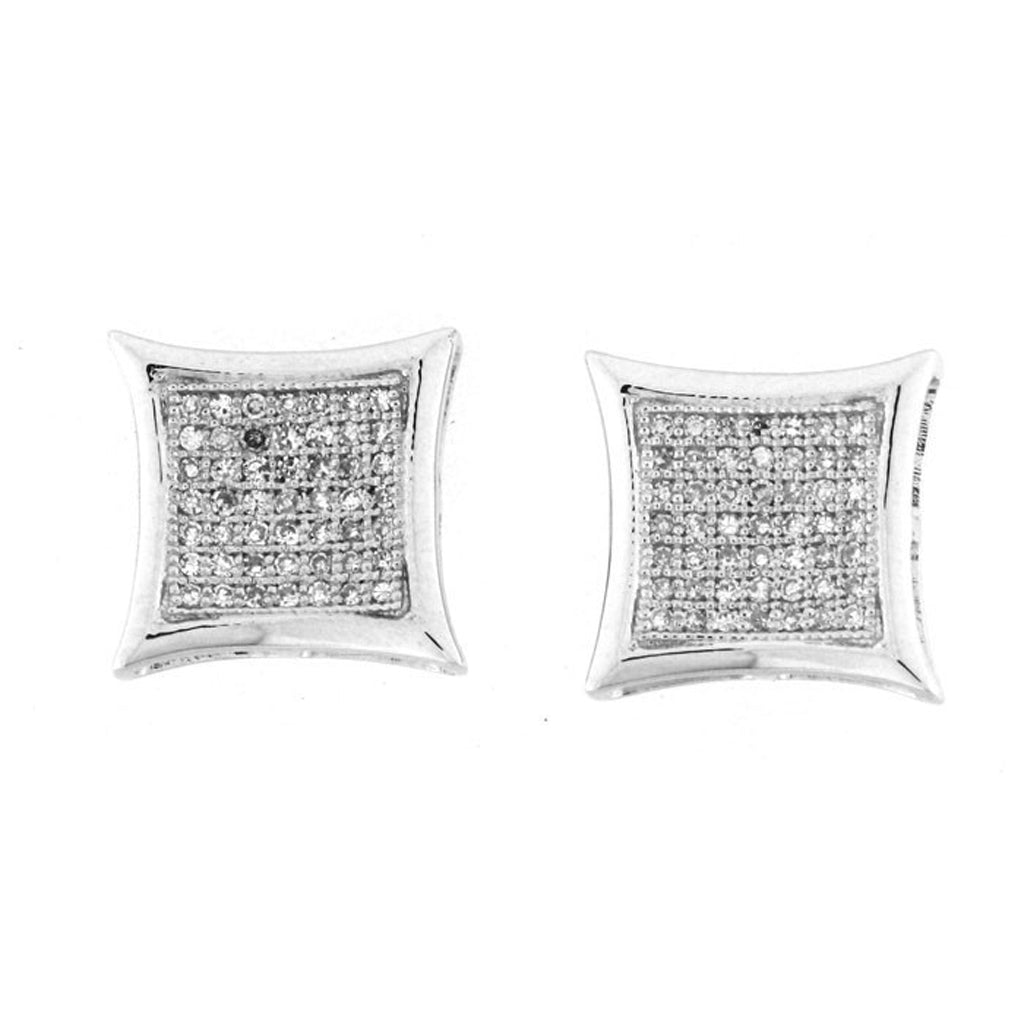 10K White Gold White Gold 0.29 Cttw Round Micro Pave Diamonds Kite Earring