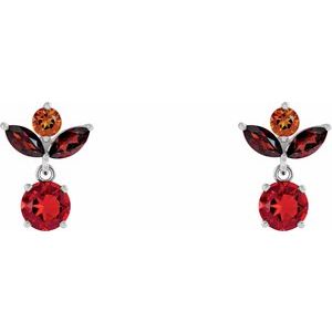 14K White Gold Round 5 Mm Natural Multi-Gemstone Earrings