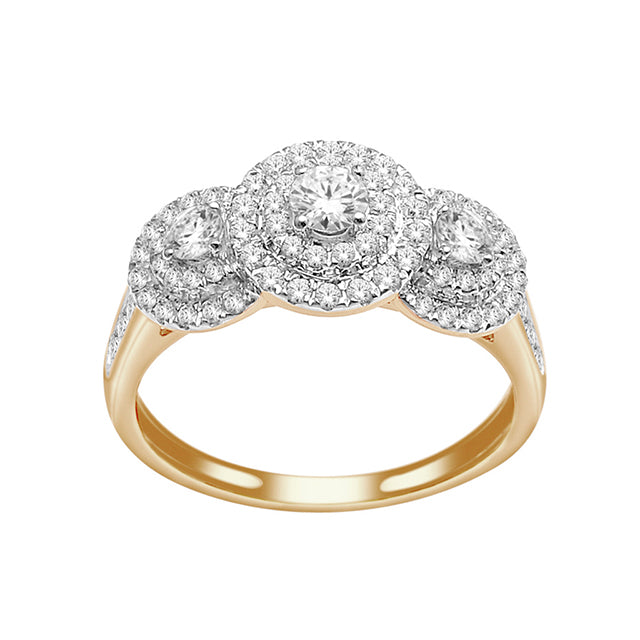 14K Yellow Gold 1.00 CT Round Diamonds Ladies Ring
