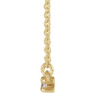 14K Yellow Gold Straight Baguette 4 X 2Mm G-H I1 Lab-Grown Alexandrite And 1/8 Ctw Natural Diamond Bar Necklace, Length: 18 In