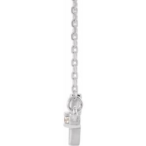 14K White Gold Round 2Mm G-H I1 .03 Ct Natural Diamond Sideways Cross Necklace, Length: 18 In