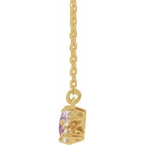 14K Yellow Gold Pear 6 X 4Mm G-H I1 Natural Pink Sapphire And 1/6 Ctw Natural Diamond Necklace, Length: 18 In